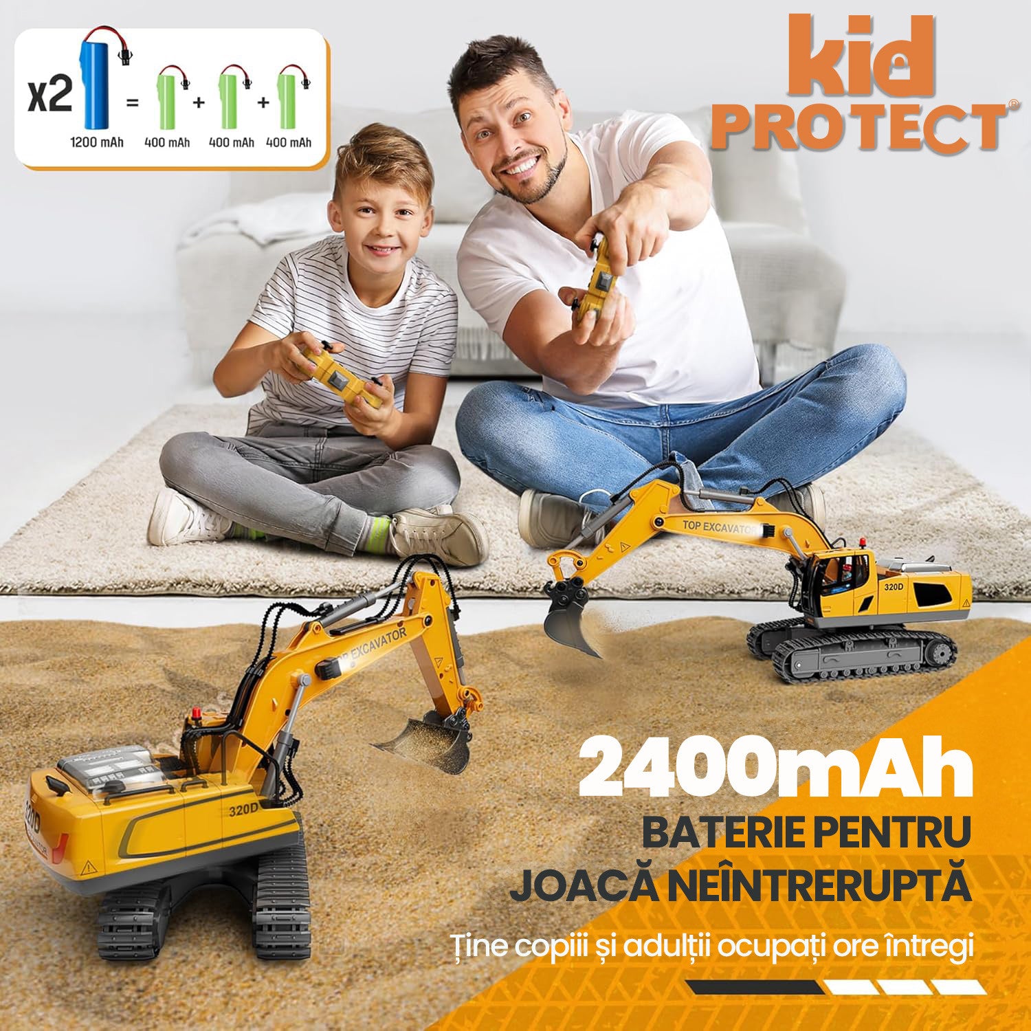 Excavator Cu Telecomanda Pentru Copii KidProtect IronClaw RC Excavator Cu Telecomanda Pentru Copii KidProtect IronClaw RC
